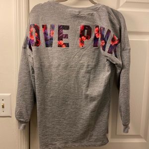 PINK Crew Hoodie with Tropical Flowers